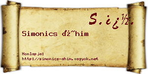 Simonics Áhim névjegykártya